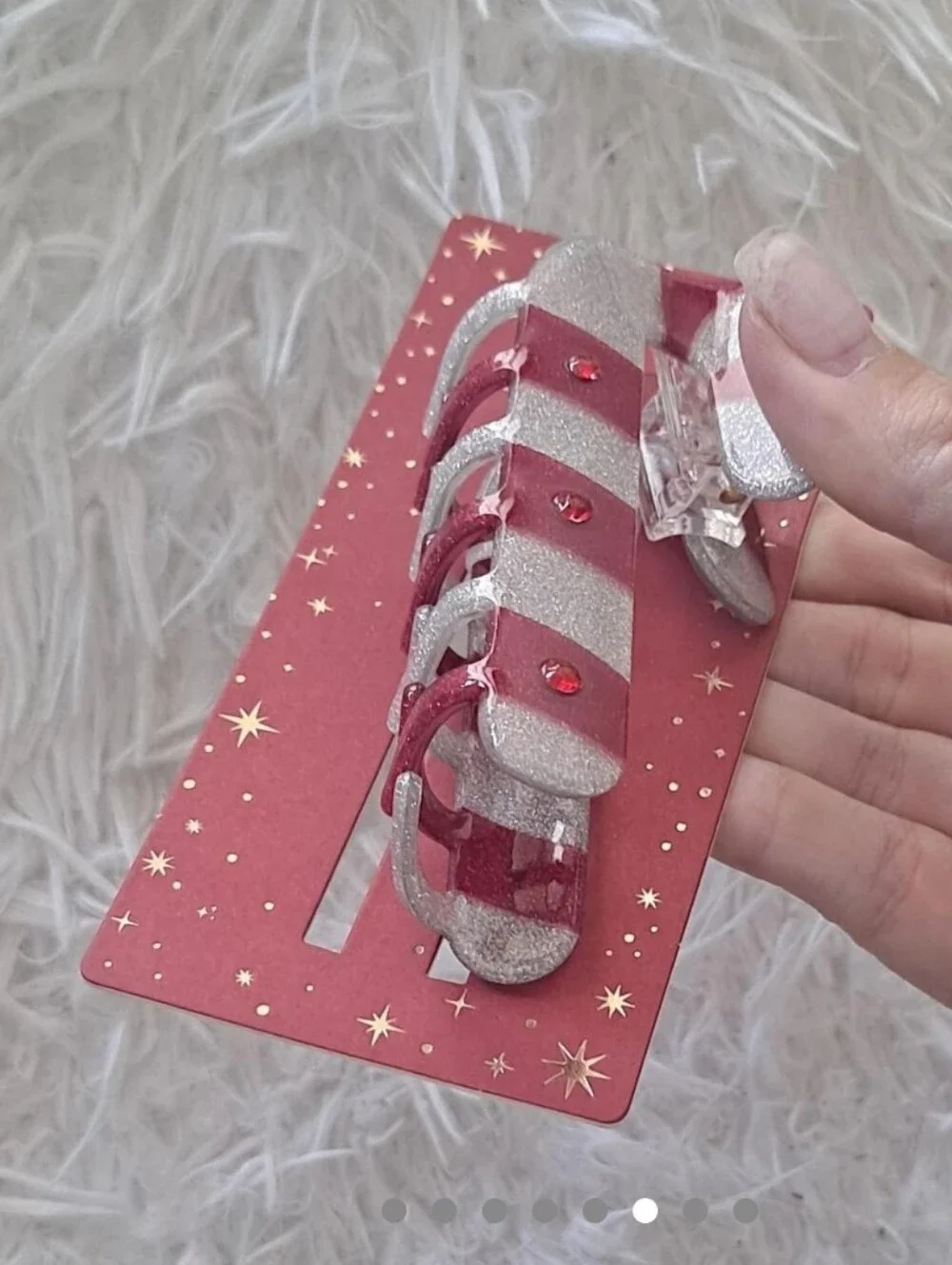 I AM LIMITED EDITION Candy Cane Hair Clip Large Lucite Claw Clip Holiday Gift!